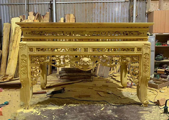 Án gian thờ gỗ mít chạm tứ linh